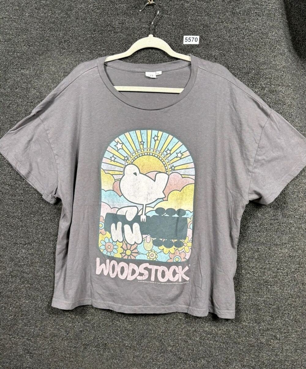 Gap Short Sleeve Gray Woodstock Tee Shirt Girls Size XXL Music Festival